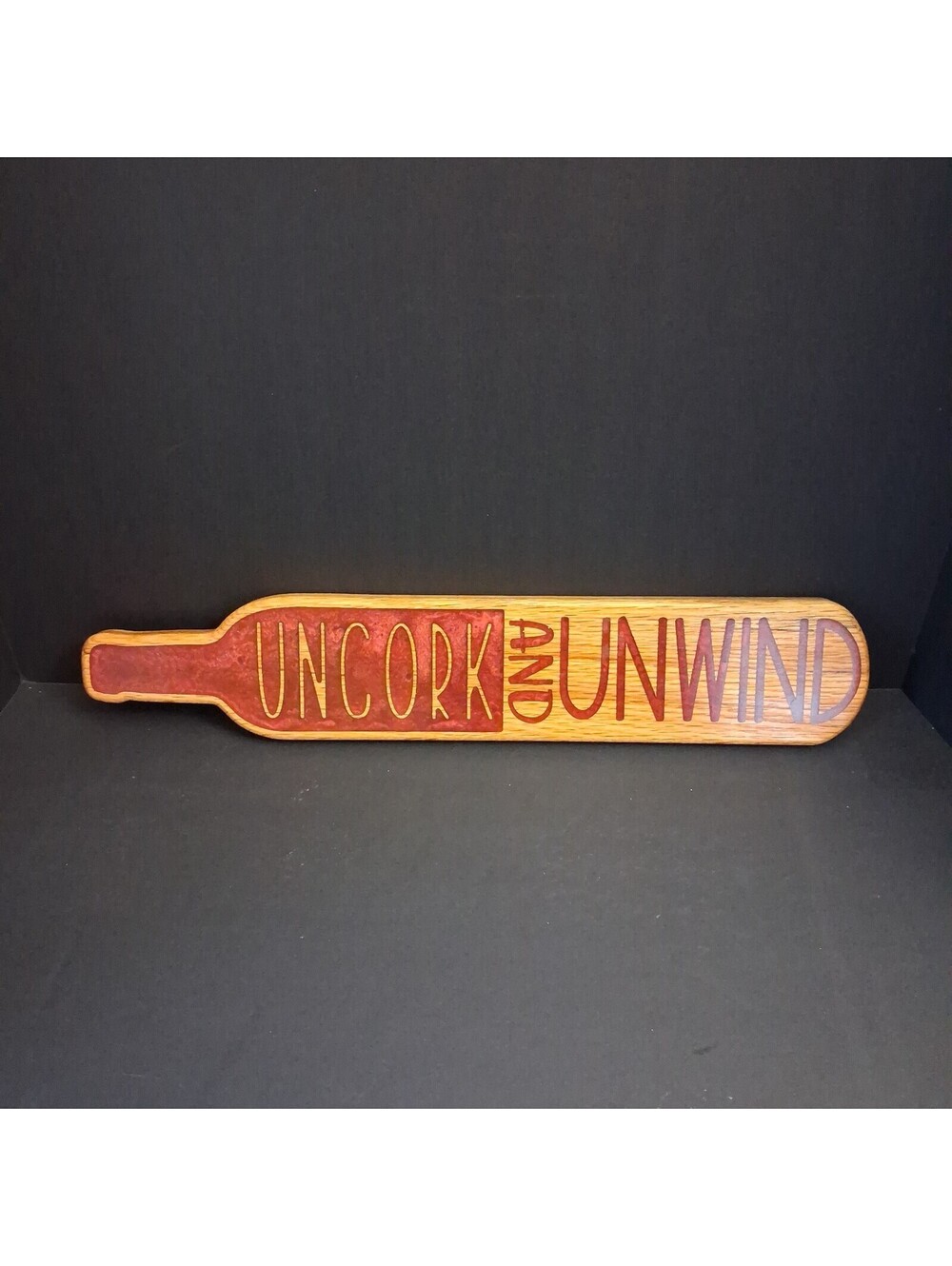 Uncork and Unwind Wine Themed Wood 18x4" Home Decor Sign Plaque